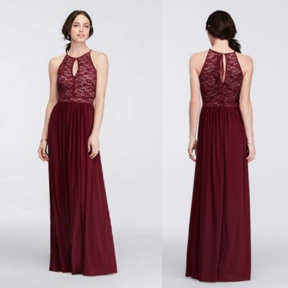 Nightway | Lace Keyhole Tie back Halter Formal Dress